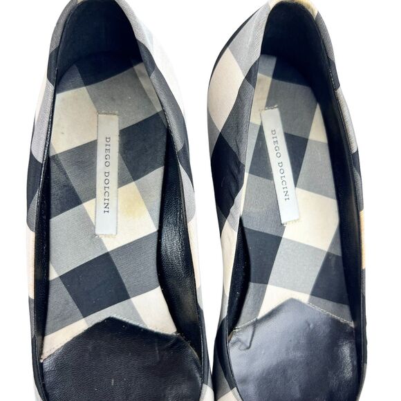 Diego Dolcini Low Heel Pointed Toe Stiletto Size US 5.5 EU 36 Gingham Italy Made - Picture 7 of 12